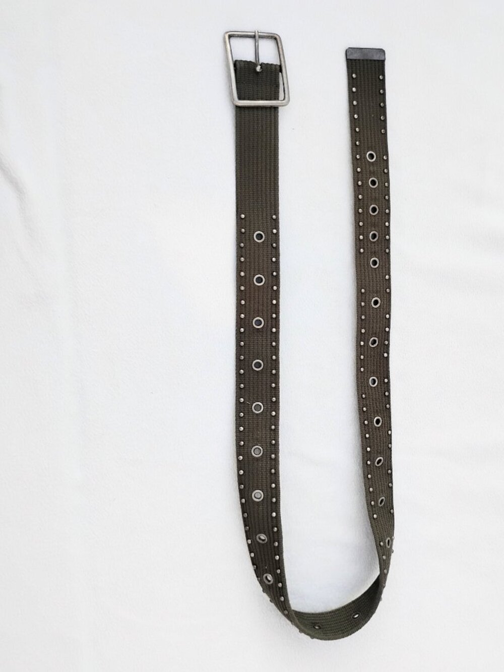 2 Lot Women's S Belts Olive Drab Studded & Bone Faux Turquoise Belt accessory - Picture 7 of 16